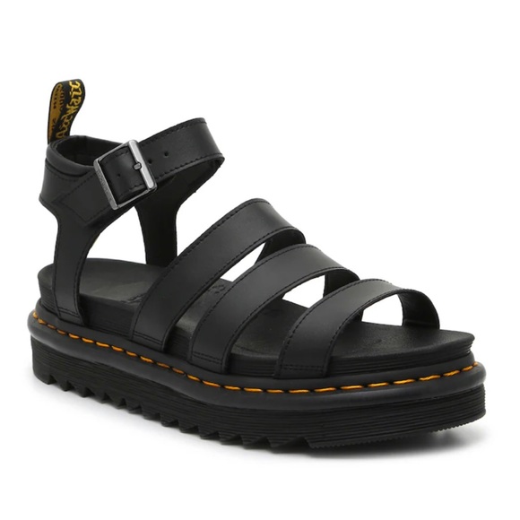 New Dr. Martens Blaire Hydro Leather Platform Sandal in Black RUN LARGE - Picture 12 of 14